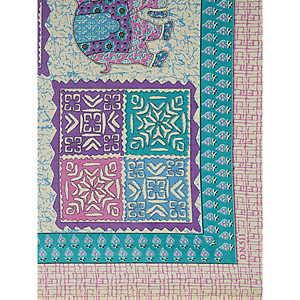 Turquoise Blue 100% Cotton 240 TC Bedsheet Set with 2 Pillow Covers Ethnic Motifs for Home Use (ADB1480) for 1 <b>King</b> <b>Size</b> Bed - Product Image 5