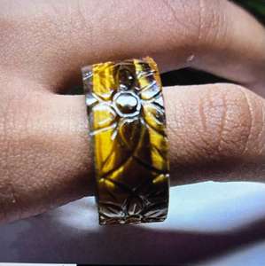 Anillo hecho a mano de ojo de tigre natural Anillo hermoso para mujer. - Product Image 5