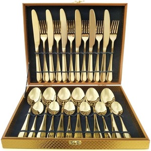 High Quality Decent Flatware Stainless Steel <b>Set</b> <b>Golden</b> Polished Dinnerware <b>Cutlery</b> <b>Set</b> Tableware For Event Party Hotels - Product Image 1