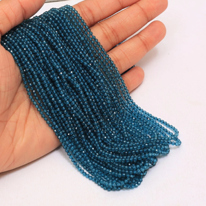 Perles rondes en topaze bleue de Londres AAA, micro-diamants facettés, 2-3 mm, perles en topaze bleue de Londres de qualité AAA, micro-facettées, artisanat - Product Image 1