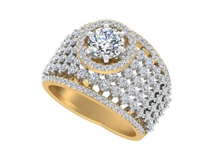 Designer Lab-Grown Diamond <b>Ring</b> in 14K/18K Rose Yellow White Gold <b>Rhodium</b> Accents Contemporary Engagement Wedding Fine <b>Rings</b> - Product Image 2
