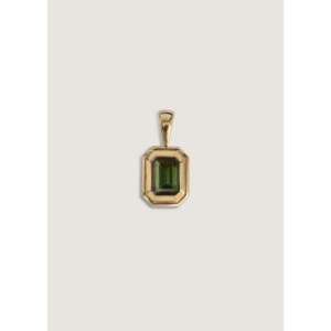 Brooklyn <b>Emerald</b> Cut Green Tourmaline <b>Pendant</b> White Gold Religious Jewelry 14k Gold Plating Bezel Setting Water Drop Pattern - Product Image 1