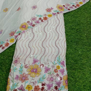 Tela de Georgette de viscosa pura transpirable ecológica de secado rápido estampado de punto textil para el hogar boda Sherwani Lahenga niñas - Product Image 1