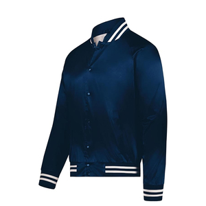 90s Inspired Satin <b>Varsity</b> <b>Jacket</b> for Youth Casual <b>Vintage</b> Sports-Inspired Design Snap Buttons Embroidered Techniques Dyed - Product Image 5
