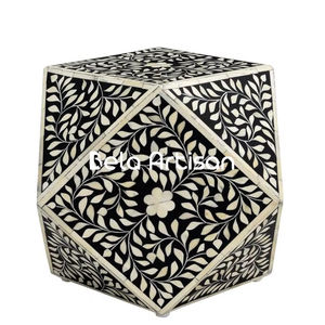 Taburete de Resina de Lujo Hecho a Mano con Incrustaciones, Mesa Auxiliar de Madera de Diseño Moderno con Incrustaciones de Nácar para Decoración de Almacenes - Product Image 1