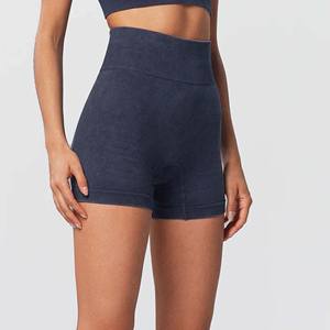 Shorts Deportivos de Cintura Alta para Mujer, Sin Costuras, Lavado Ácido, Transpirables, de Secado Rápido, de Algodón, Sexys, para Yoga y Fitness, con Botón - Product Image 2
