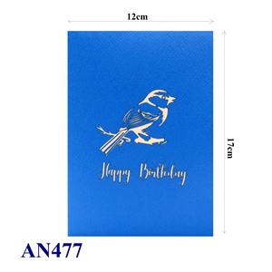 Meilleures ventes Carte pop-up 3D Oiseau bleu Design personnalisé Artisanat animal Décoration de la maison Mariages Fête des mères Artisanat en papier fait main - Product Image 6