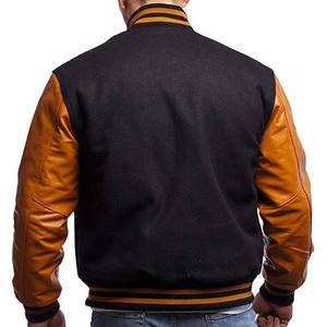 OEM Custom Logo Embroidery Bomber <b>Jackets</b> <b>Leather</b> Sleeves <b>Retro</b> Letterman Baseball Varsity <b>Jacket</b> for Men - Product Image 3