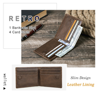 Portefeuille minimaliste fin pour homme en cuir pleine fleur, porte-cartes en cuir de vache, portefeuille fin ultra fin pour homme
