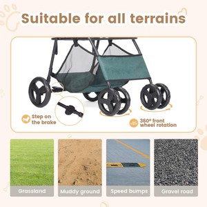Poussette pour animaux de compagnie légère à quatre roues TH-PPS-402 avec système de pliage rapide et laisse de sécurité pour le voyage - Product Image 3