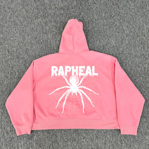 Usine Y2K haut col zippé Streetwear personnalisé 3D mousse lettres bouffées impression hommes fermeture éclair surdimensionné à capuche - Product Image 3