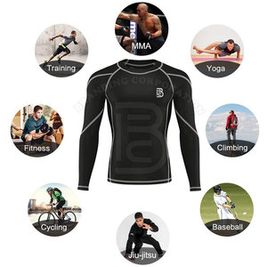 เสื้อรัดกล้ามเนื้อแขนยาว MMA คุณภาพพรีเมียม ปี 2024 ผลิตจากผ้าสแปนเด็กซ์/โพลีเอสเตอร์ เนื้อหนา แห้งเร็ว ระบายอากาศได้ดี สวมใส่สบาย รับผลิตแบบ OEM - Product Image 2