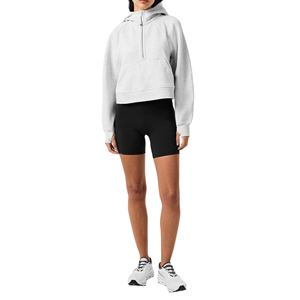 Sudadera con Capucha Corta y Holgada para Mujer, Estilo Informal, Deportiva, de Manga Larga, Corte Cuadrado, Felpa, Lavado Ácido, con Insignia - Product Image 2