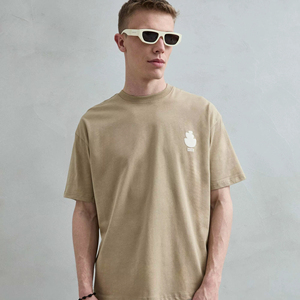 เสื้อยืดพิมพ์ลายผ้าฝ้าย 100% ทรงปกติ สีกากี น้ำหนัก 240 กรัม ป้องกันการเป็นขุย - Product Image 1