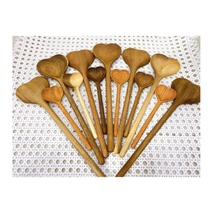 <b>Wooden</b> <b>Spoon</b> <b>Set</b> for Cooking and Serving - Handcrafted Natural Utensils for Kitchen Use - Long Handle Solid Wood - Product Image 5