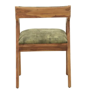 Chaise de salle à manger en teck au design moderne, siège rembourré en velours, accoudoirs réglables, finition en bois naturel durable pour la maison et l'hôtel - Product Image 4