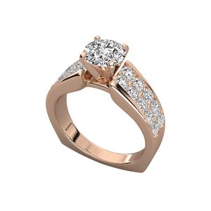 แหวนแต่งงาน/หมั้นเพชรแล็บโกรว์ทรงบริลเลียนต์ ทองคำแท้ 14K สำหรับผู้หญิง รุ่นคลาสสิก สี E รับรองโดย IGI - Product Image 1