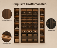 Armoire de salon moderne de luxe KEJIA avec porte en verre et éclairage LED, armoire à vin modulaire en bois sur mesure pour projet de villa