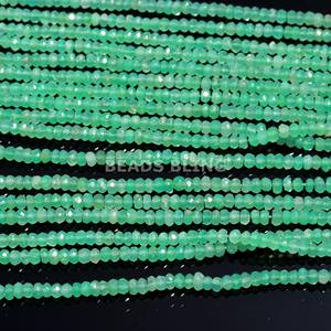 Cuentas Rondelle facetadas de crisoprasa Natural hermosa de nueva tendencia 3mm-4mm hebra de piedra de nacimiento de Mayo verde para la fabricación de joyas de verano - Product Image 3