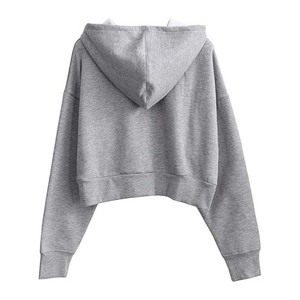 Trendy Cropped <b>Hoodie</b> For Women <b>Workout</b> And Travel Soft Cotton Long Sleeve Drawstring Stylish Cropped <b>Hoodie</b> Manufacturer - Product Image 3