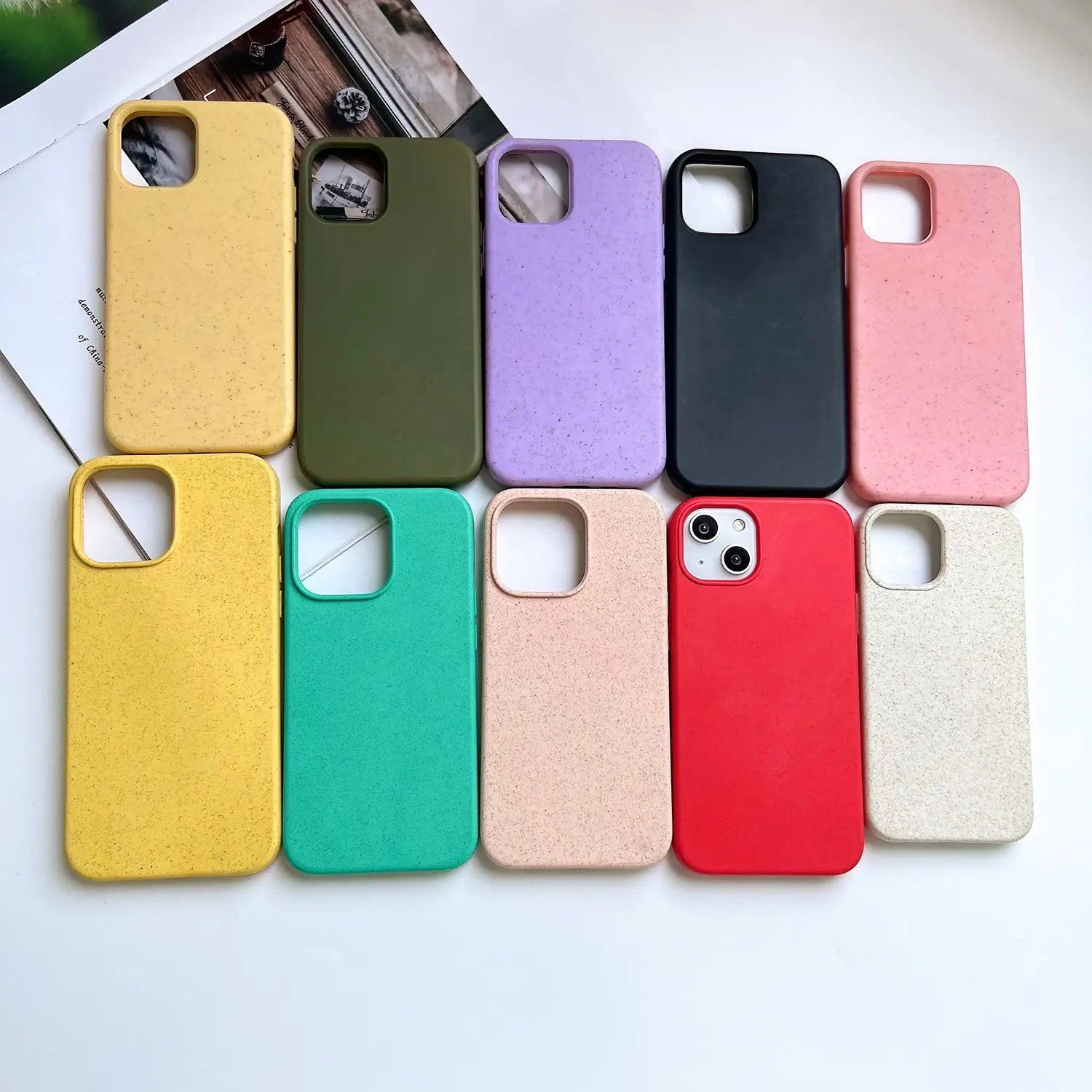Soft Waterproof Protective Cover For iPhone 14 13 Pro Max Phone Case Biodegradable Eco Friendly Wheat Straw TPU Phone Case