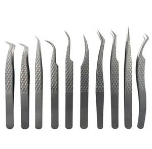 Pinzas para Pestañas de Acero Inoxidable Personalizadas al por Mayor con Marca Privada, Puntas de Fibra, Agarre de Diamante, Pinzas Rectas para Volumen de Pestañas - Product Image 1