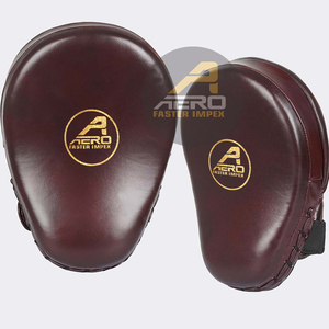 Manoplas de boxeo de cuero genuino de enfoque curvo y almohadillas de mano para Karate y Muay Thai Kick Sparring Training & Target Practice - Product Image 3