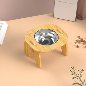 Support de bols pour animaux de compagnie en bambou filé à la main bols d'alimentation pour chiens et chats colorés mangeoire pour animaux de compagnie en bambou durable - Product Image 3