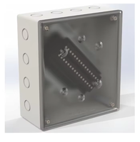 Boîtier de jonction électrique ABS à 16 bornes avec couvercle translucide, boîtier ignifuge UL94 V0, fixation sur rail DIN intégrée