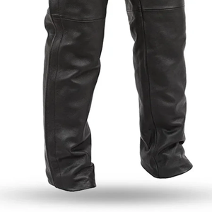 Service OEM en gros Pantalon d'hiver décontracté pour homme, coupe droite, taille mi-haute, en cuir PU peigné avec dentelle, fermeture éclair, poids moyen - Product Image 5