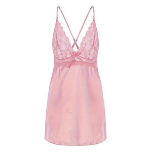 Babydoll 100% Seta con Pizzo e Tessuto Satinato Ghiaccio, Design con Scollo a V - Product Image 3