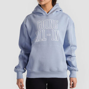 Conjunto de Pantalones y Sudadera con Capucha para Mujer, Estilo Urbano, Hombros Caídos, Estampado de Serigrafía, Felpa de Algodón Antiarrugas - Product Image 1