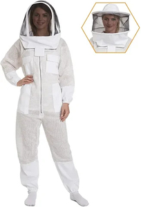 Traje de Apicultura Profesional de Algodón con Capucha y Velo, Protección Completa Contra Picaduras, Ropa de Alta Calidad para Apicultura - Product Image 4