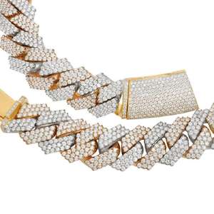 Cadena Cubana de Plata de Ley 925 con Baño de Rodio, con Incrustaciones de Diamantes, Pasa el Test de Diamantes, Collar de Diamantes Vintage Unisex - Product Image 4