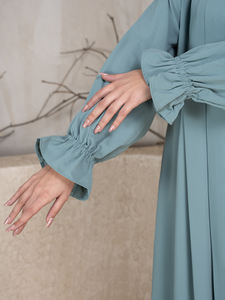 Vêtements islamiques de l'Aïd pour femmes ensemble abaya 2 pièces abaya de prière modeste robe musulmane pour femmes et hijab khimar à deux niveaux nouvel arrivage - Product Image 4