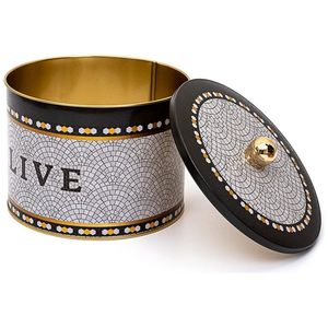 ลูกบิดกระป๋องโลหะทรงกลมขนาด175x130มม. ที่เก็บอาหารรูปทรงเรขาคณิต - Product Image 1