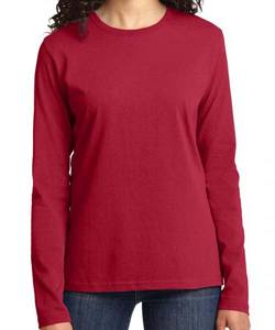 สีแดงบวกขนาดคอ O แขนยาวขายส่งราคาถูกที่กำหนดเองพิมพ์ว่างเปล่าเสื้อยืดสำหรับผู้หญิงจากบังคลาเทศ - Product Image 6