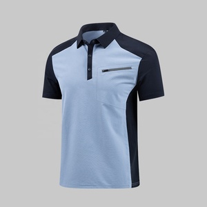 Camisa de Trabajo de Seguridad de Alta Visibilidad, Amarilla, Azul Marino, de Manga Corta, Impermeable, con Tiras Reflectantes, para Construcción de Carreteras, de Poliéster de Secado Rápido - Product Image 6