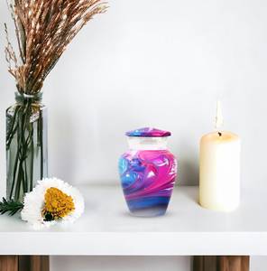 Urna de remolino rosa y azul para cenizas humanas decorativa personalizada para adultos cenizas recuerdo cenizas conmemorativas 1-200 pulgadas cúbicas urna - Product Image 4
