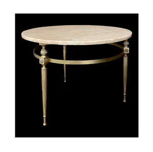 White Round Marble Top Brass Balance Base Coffee Table Living Room Balcony Tea Coffee Display Elegant Table for sale