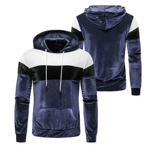 Pull à capuche en velours personnalisé, tissu doux et brillant, manches longues, coupe ajustée, respirant, sweat à capuche en velours d'hiver élégant pour hommes - Product Image 3