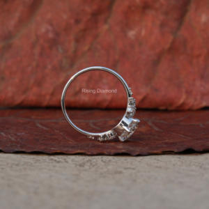 แหวนหมั้นเพชร E-VS ทรงกลม1กะรัตแหวนสโนว์ดริฟท์ทองคำขาวของขวัญครบรอบปีสำหรับเธอ - Product Image 5