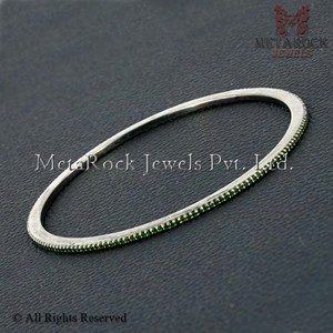 แข็ง925เงินธรรมชาติโครเมี่ยม Diopside พลอยกำไลข้อมือ69มิลลิเมตรการออกแบบใหม่ปรับแต่งกำไลของขวัญสำหรับเธอ - Product Image 5