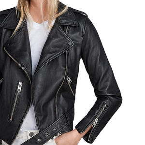 Nueva Chaqueta de Cuero para Mujer, Estilo Motero, Ajustada, con Cremallera, Forro Cálido para Invierno, Diseño Personalizado OEM 2026 - Product Image 3