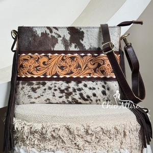 Wholesale New 2025 Fashionable Women Hand Tooled Leather Fringe <b>Crossbody</b> <b>Bag</b> High Quality Luxury Designer Cowhide Shoulder <b>Bags</b> - Product Image 1