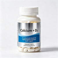 Etiquetas Personalizadas Haoxuan para Botellas de Suplementos de Calcio, Adhesivos Impresos Impermeables con Película Plateada para Empaquetado de Productos Nutricionales
