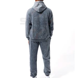 Ensemble survêtement unisexe grande taille en coton délavé à l'acide, avec logo personnalisé, écologique, pour l'hiver, sweat-shirt et pantalon de jogging, tenue décontractée pour la salle de sport - Product Image 5