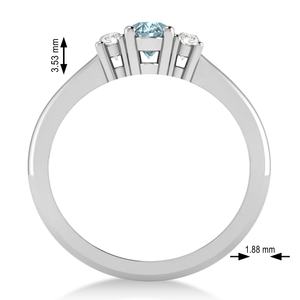 Anillos de Compromiso y Boda de Lujo con Dos Diamantes de Corte Ovalado Rojo Aguamarina, Oro Blanco Sólido de 14k, con Tira Brillante y Engaste Pavé - Product Image 3