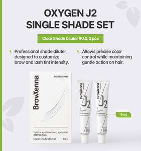 BrowXenna ®   OXYGEN J2 Kit doble de tinte para cejas y pestañas, juego de 2 × 7 ml, diluyente de tono transparente # 0.0 - Product Image 1
