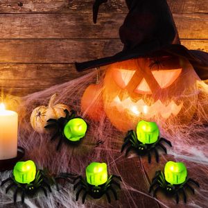6 pezzi di luci del tè del ragno di Halloween senza fiamma LED portacandele per feste a batteria per feste - Product Image 2